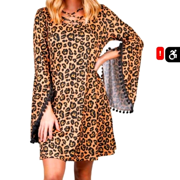 Simply Southern Dresses & Skirts - Simply Southern Leopard Print Bell Sleeve Dress